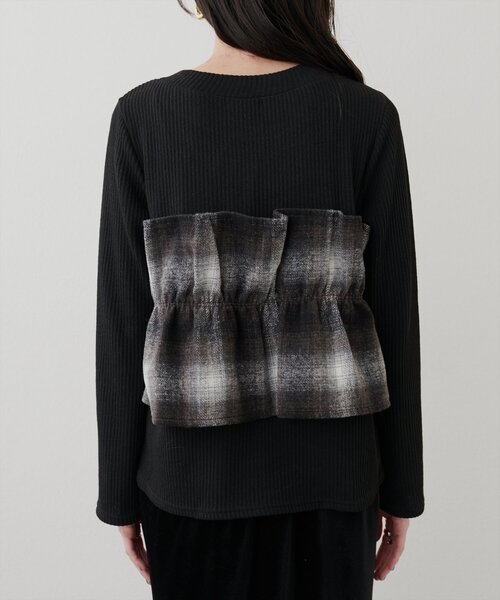 natural couture(ナチュラルクチュール)の「【WEB限定】ビスチェ風ドッキングリブカットTOPS(ニット/セーター・レディース・ボルドー/ブラック・FREE)」の15枚目の写真