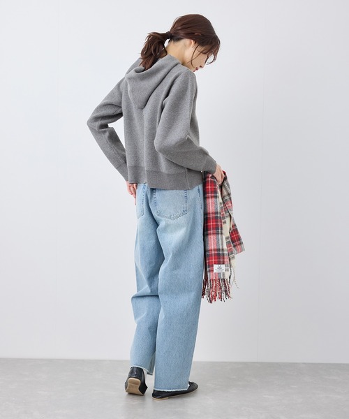 ROPE' PICNIC（ロペピクニック）の「ロゴ刺繍スウェットライクニットフーディー（パーカー・レディース・チャコールグレー/オフホワイト/ブラウン・38）」の7枚目の写真