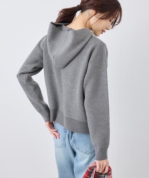 ROPE' PICNIC（ロペピクニック）の「ロゴ刺繍スウェットライクニットフーディー（パーカー・レディース・チャコールグレー/オフホワイト/ブラウン・38）」の9枚目の写真