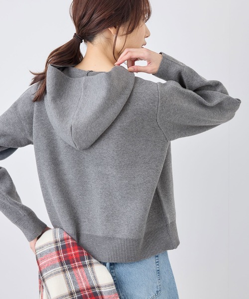 ROPE' PICNIC（ロペピクニック）の「ロゴ刺繍スウェットライクニットフーディー（パーカー・レディース・チャコールグレー/オフホワイト/ブラウン・38）」の10枚目の写真