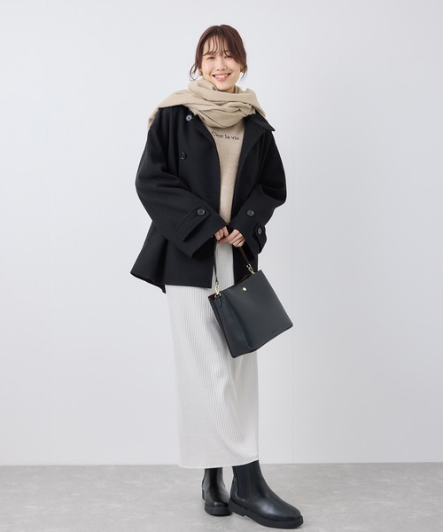 ROPE' PICNIC（ロペピクニック）の「ロゴ刺繍スウェットライクニットフーディー（パーカー・レディース・チャコールグレー/オフホワイト/ブラウン・38）」の16枚目の写真