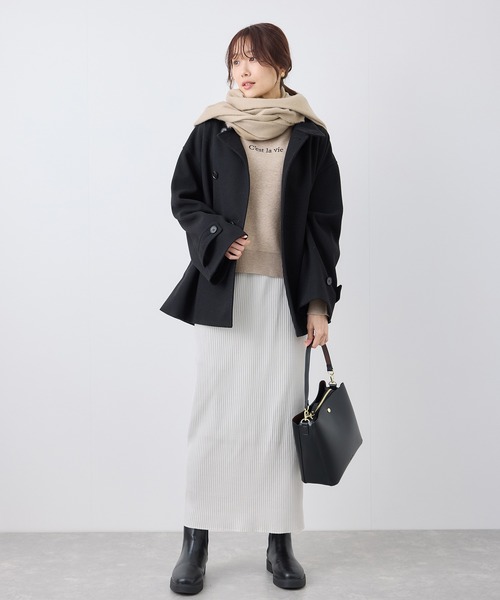 ROPE' PICNIC（ロペピクニック）の「ロゴ刺繍スウェットライクニットフーディー（パーカー・レディース・チャコールグレー/オフホワイト/ブラウン・38）」の17枚目の写真