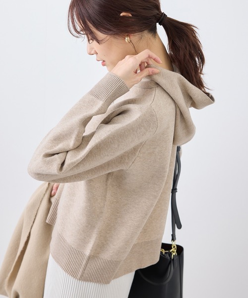 ROPE' PICNIC（ロペピクニック）の「ロゴ刺繍スウェットライクニットフーディー（パーカー・レディース・チャコールグレー/オフホワイト/ブラウン・38）」の20枚目の写真