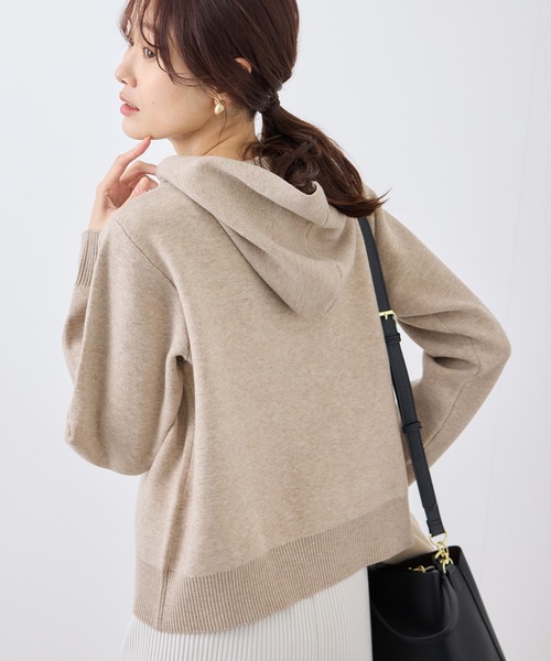 ROPE' PICNIC（ロペピクニック）の「ロゴ刺繍スウェットライクニットフーディー（パーカー・レディース・チャコールグレー/オフホワイト/ブラウン・38）」の21枚目の写真