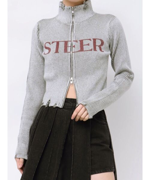 jouetie（ジュエティ）の「ローズロゴダブルZIPニット（ニット/セーター・レディース・レッド/グレー/ブルー・MEDIUM）」の7枚目の写真