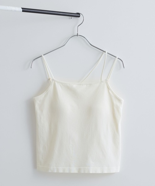 VIS（ビス）の「【洗える】カップ付きアシンメトリーキャミソール（キャミソール・レディース・オフホワイト/ベージュ/ブラック・FREE）」の2枚目の写真
