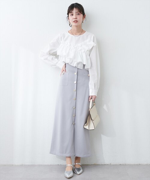 ブラウス シャツ ブロードアシメフリルブラウス レディース STYLEBLOCK ブラウス シャツ ブロードアシメフリルブラウス