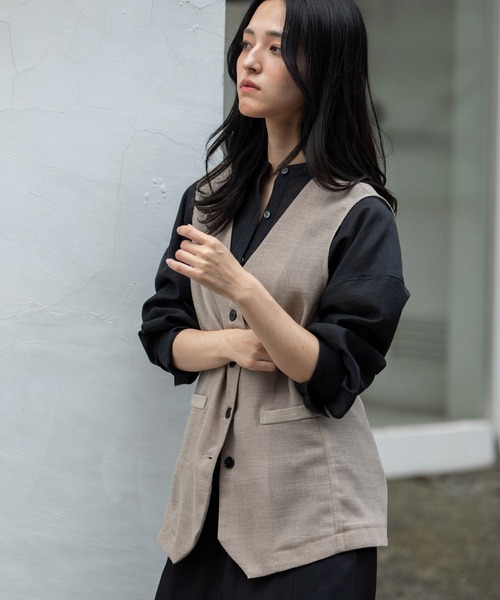 Munich（ミューニック）の「【吸水性】【速乾性】【防シワ性】リネンライクジレ（ベスト・レディース・ベージュ/ブラック/オフホワイト・FREE）」の22枚目の写真