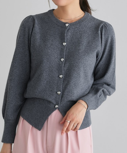 ハートボタンニットカーディガン（カーディガン/ボレロ）｜Pierrot