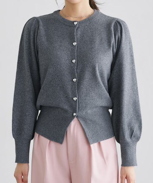 ハートボタンニットカーディガン（カーディガン/ボレロ）｜Pierrot