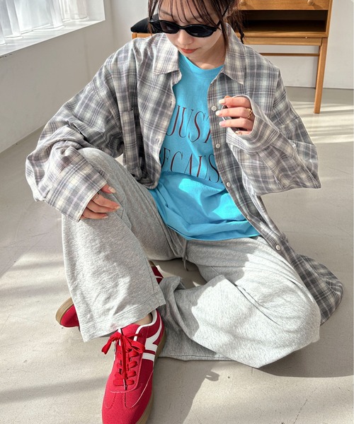 PILIT(ピリット)の「ビッグチェックシャツ(シャツ/ブラウス・レディース・ブルー/グレー・MEDIUM)」の8枚目の写真