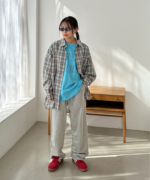 PILIT(ピリット)の「ビッグチェックシャツ(シャツ/ブラウス・レディース・ブルー/グレー・MEDIUM)」の10枚目の写真