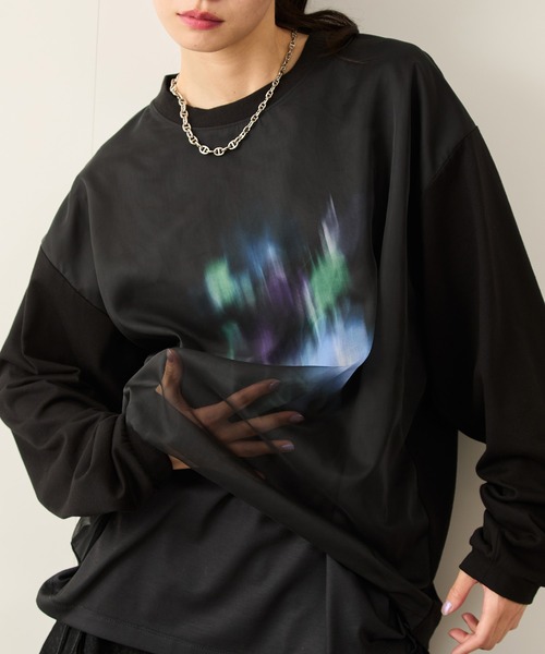 JUNRED（ジュンレッド）の「シアーレイヤードロングスリーブプルオーバー（Tシャツ/カットソー・メンズ・ホワイト/ブラック・S/M/L）」の19枚目の写真