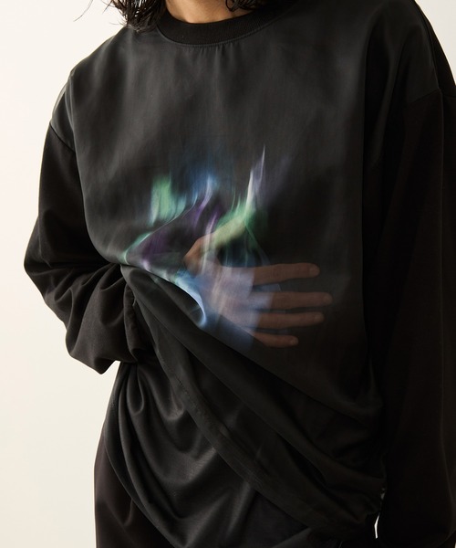 JUNRED（ジュンレッド）の「シアーレイヤードロングスリーブプルオーバー（Tシャツ/カットソー・メンズ・ホワイト/ブラック・S/M/L）」の5枚目の写真