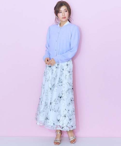 marun(マルン)の「<大きいサイズ>オーガンジーシアー花柄スカート marun(スカート・レディース・ホワイト/ブラック・L/5L/4L/3L/LL)」の16枚目の写真