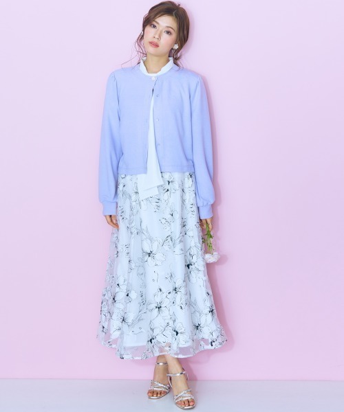 marun(マルン)の「<大きいサイズ>オーガンジーシアー花柄スカート marun(スカート・レディース・ホワイト/ブラック・L/5L/4L/3L/LL)」の3枚目の写真