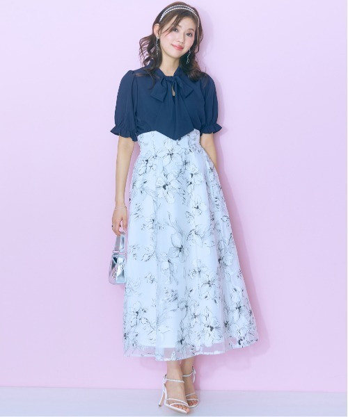 marun(マルン)の「<大きいサイズ>オーガンジーシアー花柄スカート marun(スカート・レディース・ホワイト/ブラック・L/5L/4L/3L/LL)」の6枚目の写真