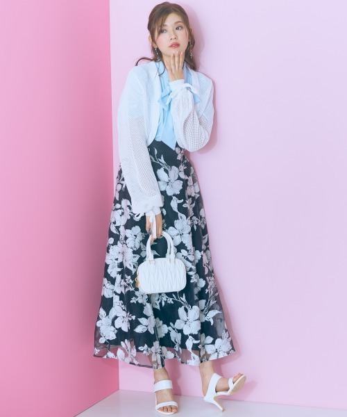 marun(マルン)の「<大きいサイズ>オーガンジーシアー花柄スカート marun(スカート・レディース・ホワイト/ブラック・L/5L/4L/3L/LL)」の20枚目の写真