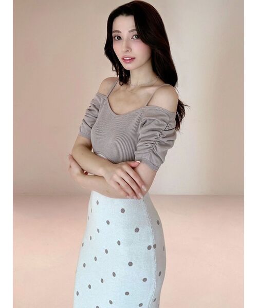 RESEXXY（リゼクシー）の「オフショルドットマーメイドニットワンピース（ワンピース・レディース・ベージュ/ブルー/ブラック・FREE）」の20枚目の写真