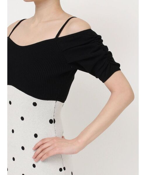 RESEXXY（リゼクシー）の「オフショルドットマーメイドニットワンピース（ワンピース・レディース・ベージュ/ブルー/ブラック・FREE）」の14枚目の写真