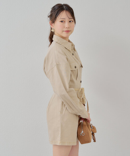 Chico（チコ）の「デニム切り替えミニワンピース（ワンピース・レディース・ピンク/ネイビー/ベージュ・FREE）」の14枚目の写真