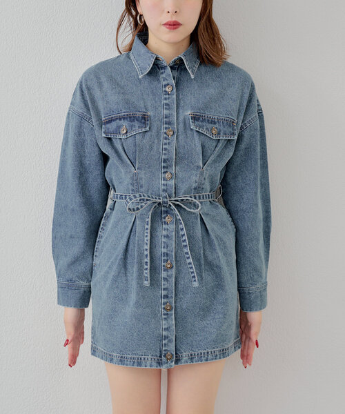 Chico（チコ）の「デニム切り替えミニワンピース（ワンピース・レディース・ピンク/ネイビー/ベージュ・FREE）」の21枚目の写真