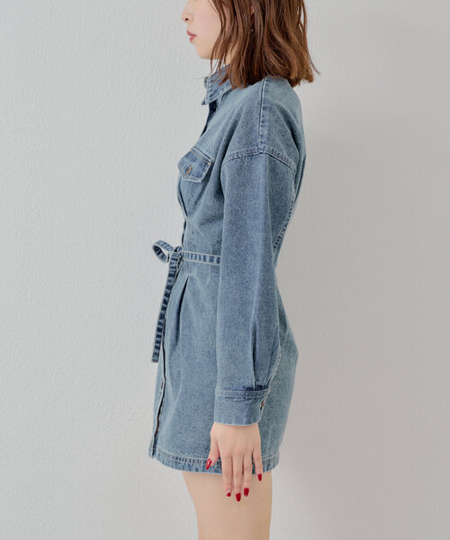 Chico（チコ）の「デニム切り替えミニワンピース（ワンピース・レディース・ピンク/ネイビー/ベージュ・FREE）」の22枚目の写真