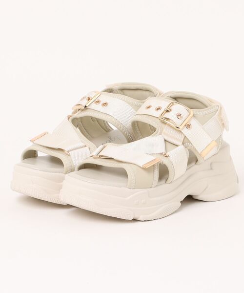 Bridget Birkin(ブリジットバーキン)の「【Bridget Birkin】ベルクロカジュアル厚底スポサン(552120)(サンダル・レディース・グレイッシュベージュ/アイボリー/ブラック・LL/S/M/L)」の7枚目の写真