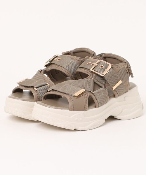Bridget Birkin(ブリジットバーキン)の「【Bridget Birkin】ベルクロカジュアル厚底スポサン(552120)(サンダル・レディース・グレイッシュベージュ/アイボリー/ブラック・LL/S/M/L)」の8枚目の写真