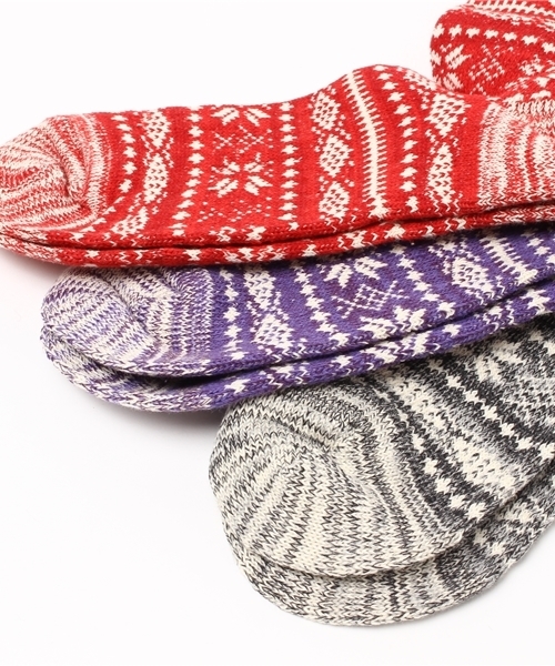Healthknit(ヘルスニット)の「【Healthknit】ジャカード総柄クルーソックス(ソックス/靴下・メンズ・その他・FREE)」の3枚目の写真