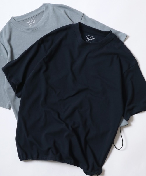 ANPAS（アンパス）の「High Function Crewneck Drawcord T-Shirt/速乾 UVカット 接触冷感 クルーネック ドローコード Tシャツ 半袖 メンズ レディース（Tシャツ/カットソー・メンズ・スミクロ/ネイビー/ホワイト/グレー/グレイッシュブルー/グレイッシュベージュ・M/L/LL）」の5枚目の写真