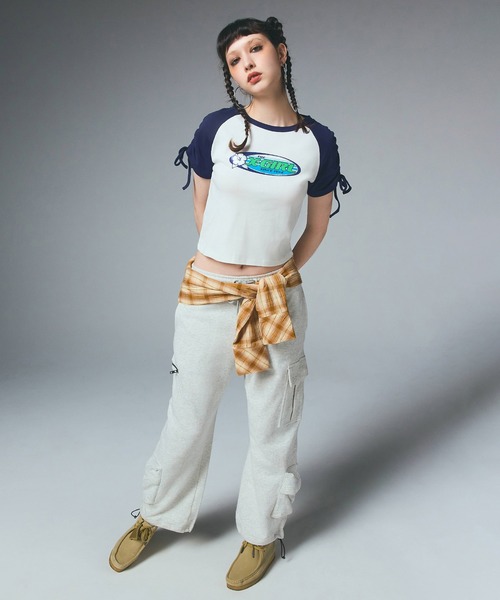 X-girl（エックスガール）の「FACE LABEL MULTI POCKET SWEAT PANTS（スウェットパンツ・レディース・ブラック/アッシュ・S/M）」の15枚目の写真