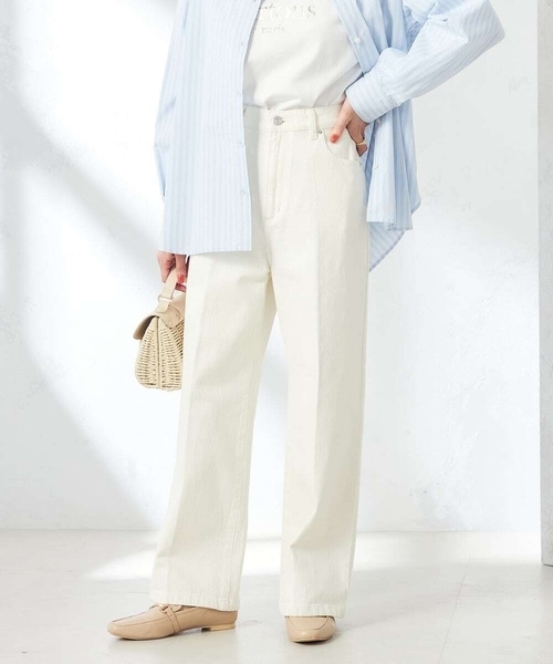 a.v.v（アーヴェヴェ）の「デニムワイドパンツ（デニムパンツ・レディース・ブルー/アイボリー/ネイビー・38/36/40/34/42）」の2枚目の写真