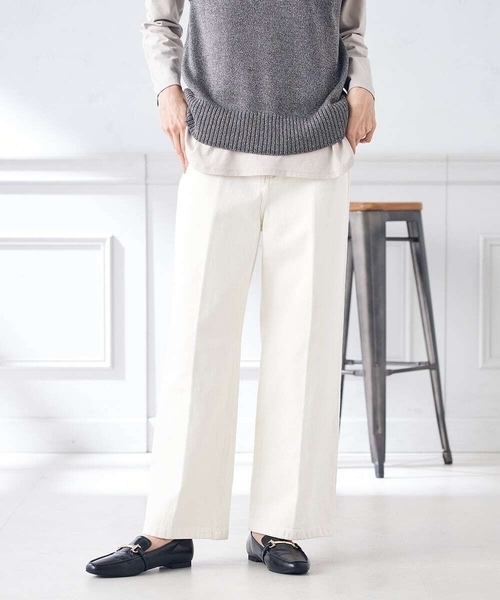 a.v.v（アーヴェヴェ）の「デニムワイドパンツ（デニムパンツ・レディース・ブルー/アイボリー/ネイビー・38/36/40/34/42）」の14枚目の写真