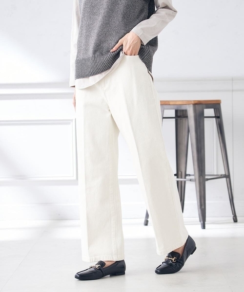 a.v.v（アーヴェヴェ）の「デニムワイドパンツ（デニムパンツ・レディース・ブルー/アイボリー/ネイビー・38/36/40/34/42）」の15枚目の写真