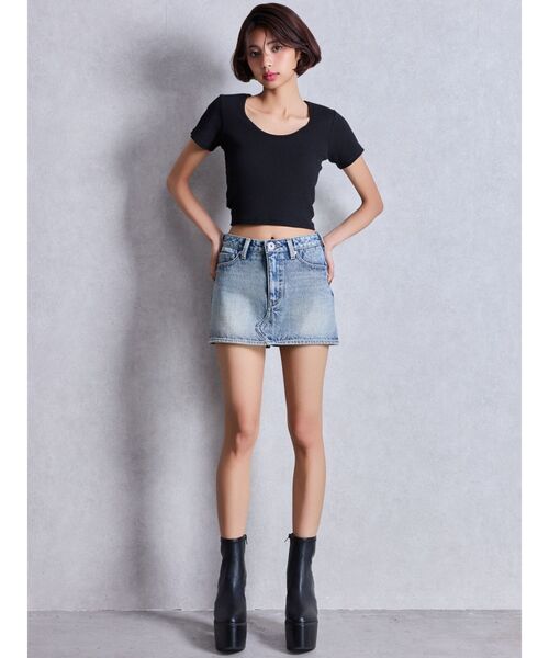 GYDA（ジェイダ）の「Vintageデニムスカートライクショートパンツ（デニムスカート・レディース・ブラック/インディゴブルー/ブルー・MEDIUM/SMALL/X-SMALL）」の8枚目の写真