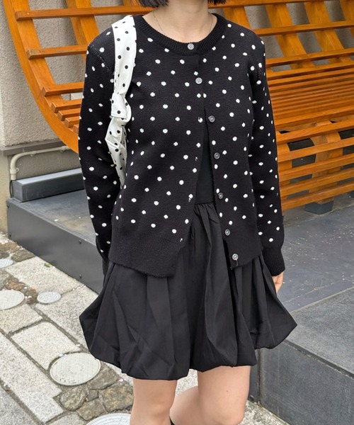 MEMECLE（メメクル）の「【 MEMECLE / メメクル 】ドット ニットカーディガン（カーディガン/ボレロ・レディース・ブラック/グレー・FREE）」の22枚目の写真