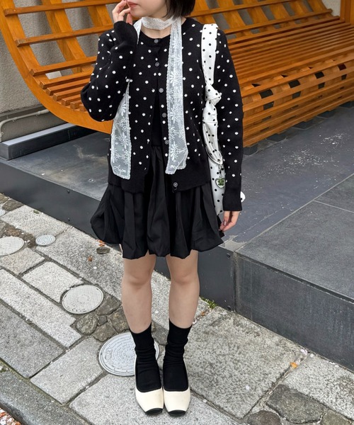 MEMECLE（メメクル）の「【 MEMECLE / メメクル 】ドット ニットカーディガン（カーディガン/ボレロ・レディース・ブラック/グレー・FREE）」の21枚目の写真