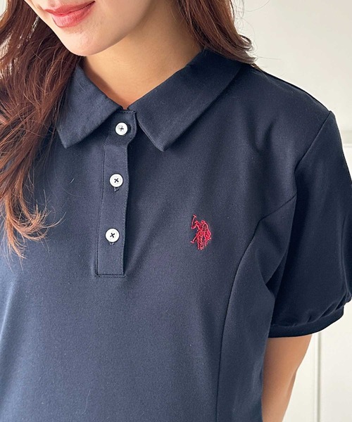 U.S. POLO ASSN.（ユーエスポロアッスン）の「GeeRA別注【U.S. POLO ASSN.】ポロ衿ワンピ―ス（ワンピース・レディース・杢グレー/ブラック/ネイビー・LARGE/X-LARGE/MEDIUM）」の12枚目の写真