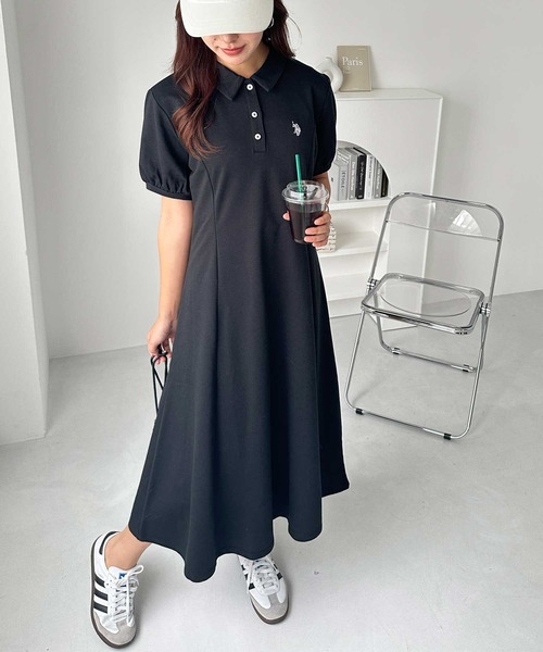 U.S. POLO ASSN.（ユーエスポロアッスン）の「GeeRA別注【U.S. POLO ASSN.】ポロ衿ワンピ―ス（ワンピース・レディース・杢グレー/ブラック/ネイビー・LARGE/X-LARGE/MEDIUM）」の7枚目の写真