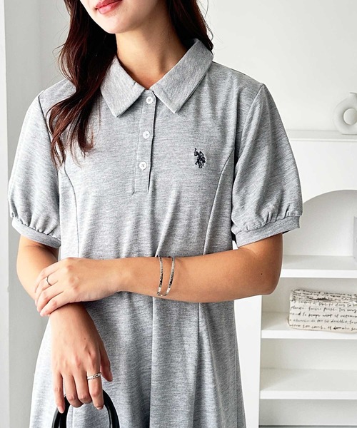 U.S. POLO ASSN.（ユーエスポロアッスン）の「GeeRA別注【U.S. POLO ASSN.】ポロ衿ワンピ―ス（ワンピース・レディース・杢グレー/ブラック/ネイビー・LARGE/X-LARGE/MEDIUM）」の16枚目の写真