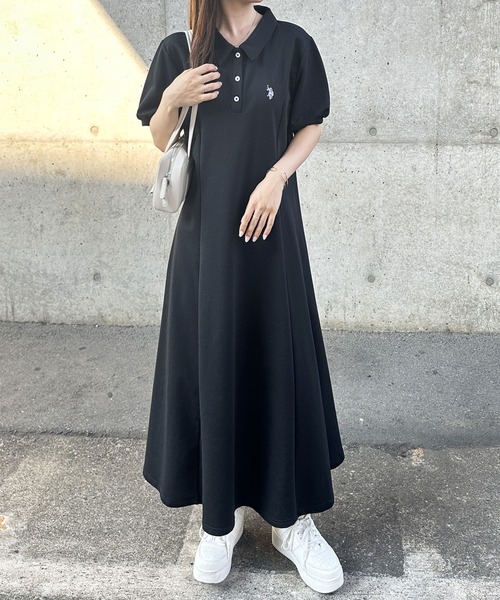 未開封 GeeRA U.S. POLO ASSN. ポロ衿ワンピ―ス　M グレー U.S. POLO ASSN. ワンピース GeeRA別注「U.S. ASSN.」ポロ衿