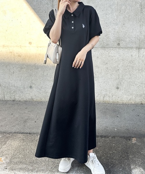 【 Jeans】Midium Ribbed Polo Dress ワンピース Denim Lustre Luxe Dress in Poppy | 7 For All Mankind