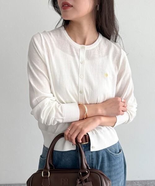 fredy emue（フレディエミュ）の「FR刺繍ベーシックサマーカーディガン（カーディガン/ボレロ・レディース・オフホワイト/ブラック/ブラウン/ミント・38）」の13枚目の写真