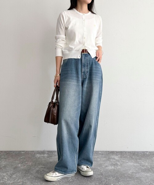 fredy emue（フレディエミュ）の「FR刺繍ベーシックサマーカーディガン（カーディガン/ボレロ・レディース・オフホワイト/ブラック/ブラウン/ミント・38）」の18枚目の写真