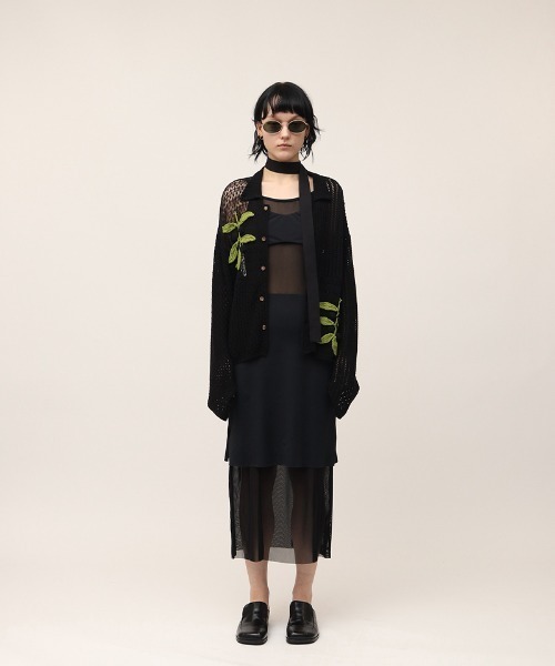 leinwande(ラインヴァンド)の「Mesh Combination Dress / メッシュコンビネーションドレス(ワンピース・レディース・ブラック/ベージュ・SMALL/MEDIUM)」の4枚目の写真