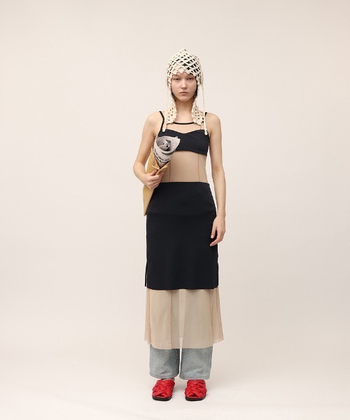 leinwande(ラインヴァンド)の「Mesh Combination Dress / メッシュコンビネーションドレス(ワンピース・レディース・ブラック/ベージュ・SMALL/MEDIUM)」の13枚目の写真