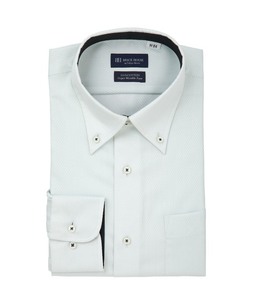 TOKYO SHIRTS(トウキョウシャツ)の「超形態安定ノーアイロン ボタンダウン 長袖ビジネスワイシャツ(ビジネスシャツ・メンズ・ライトグリーン・首回り39cm-裄丈80cm/首回り39cm-裄丈84cm/首回り41cm-裄丈82cm/首回り41cm-裄丈86cm/首回り43cm-裄丈86cm/首回り43cm-裄丈82cm/首回り42cm-裄丈86cm/首回り42cm-裄丈82cm/首回り37cm-裄丈80cm/首回り37cm-裄丈84cm)」の1枚目の写真