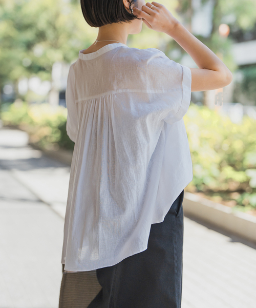 WEB限定》コットンリネンスクエアフレンチスリーブ（シャツ