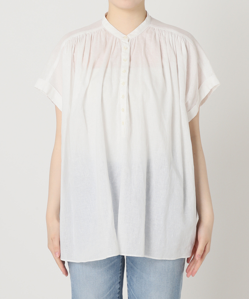 Spick & Span(スピックアンドスパン)の「《WEB限定》コットンリネンスクエアフレンチスリーブ(シャツ/ブラウス・レディース・ベージュ/ネイビー/ホワイト・FREE)」の20枚目の写真